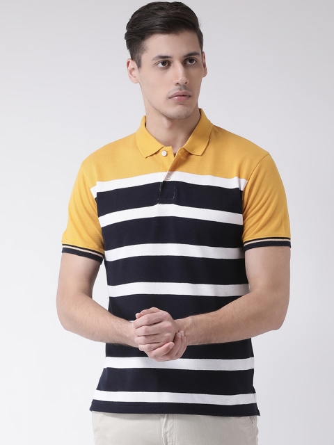 

COBB Men Black Striped Polo Collar T-shirt