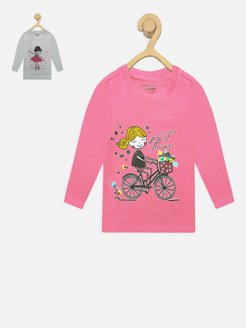 

Miss & Chief Girls Pack Of 2 Printed Round Neck T-shirt, Multi