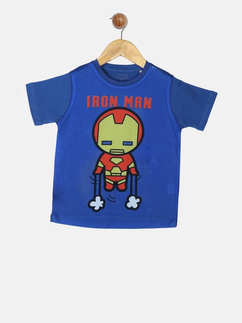 

YK Marvel Boys Blue Avengers Iron Man Print Round Neck T-shirt