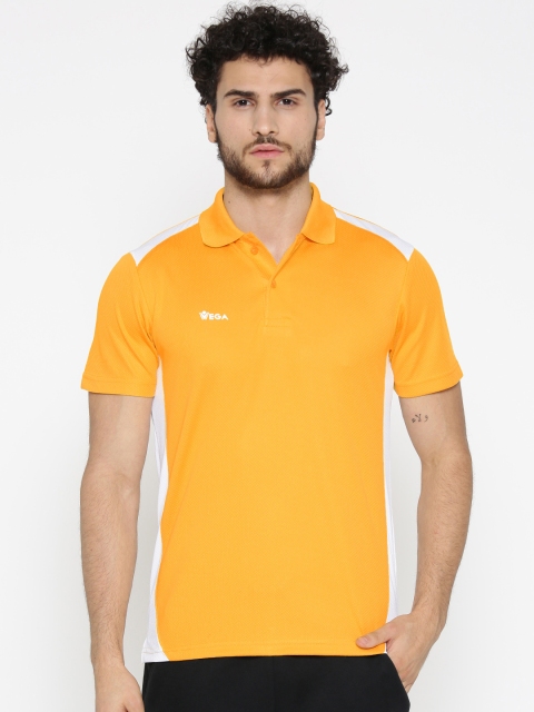 

VEGA Men Yellow Solid Polo Collar Dryfit T-shirt