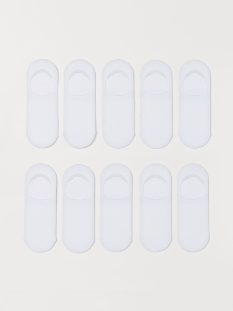 

H&M Men White 10-Pack Solid Mesh Socks
