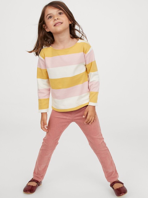 

H&M Girls Pink & Yellow Striped Cotton Jersey Sweatshirt