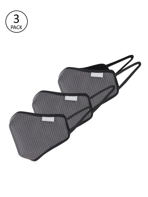 

one8 Select BY VIRAT KOHLI Adults Grey Pack Of 3 Reusable 4-Ply Cloth Masks