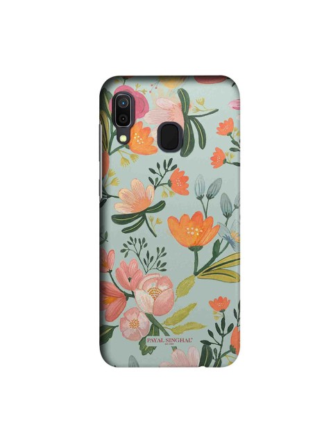 macmerise Blue & Green Payal Singhal Aqua Handpainted Flower Sublime Samsung Galaxy A30 Back Case