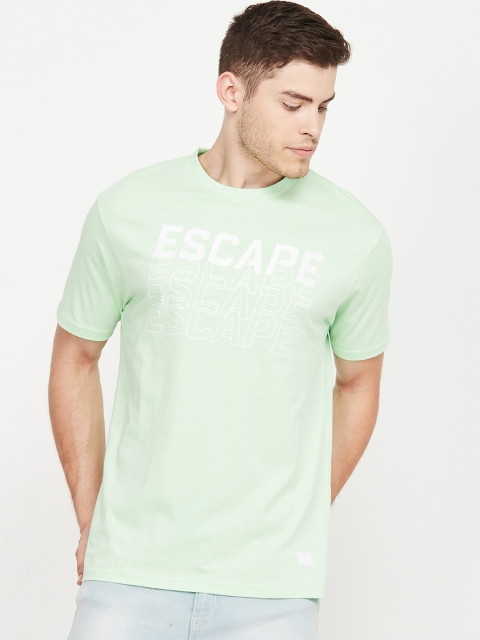 

Bossini Men Mint Green & White Printed Round Neck T-shirt