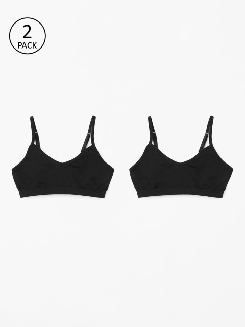 

Fame Forever by Lifestyle Black Pack Of 2 Solid Non Padded Bralette Bra 8903732808789