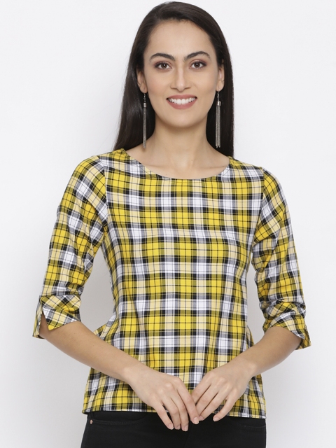 

ALL WAYS YOU Women Multicoloured Checked Peplum Top, Multi