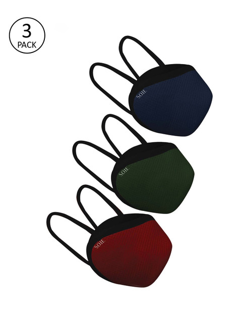 

Soie Unisex Pack Of 3 7-Ply Reusable SN 99.9 Masks, Maroon