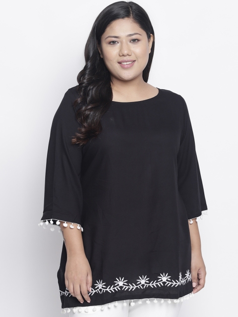 

Amydus Women Black Embroidered A-Line Top