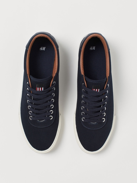 

H&M Men Blue Solid Canvas Trainers