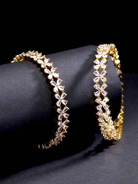 

Yellow Chimes Set Of 2 Gold-Plated White AD-Studded Handcrafted Bangles