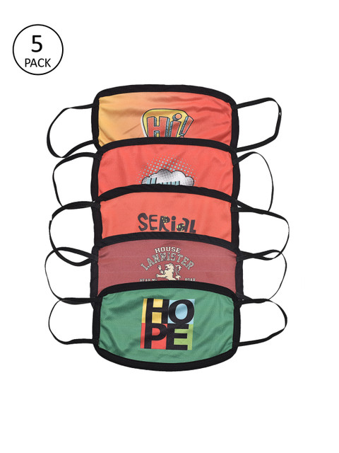 

SWAYAM Men Pack Of 5 Reusable 2-Ply Cloth Masks, Multi