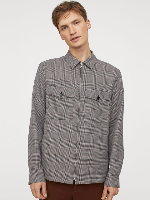 

H&M Men Grey & Black Twill Shacket