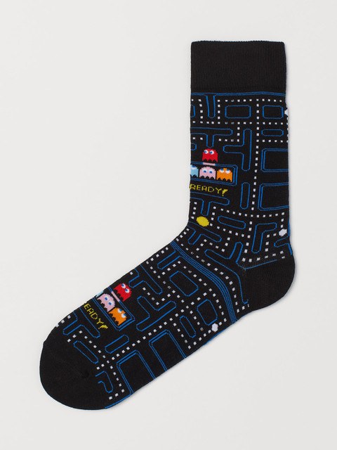 

H&M Men Black & Blue Pacman Print Socks