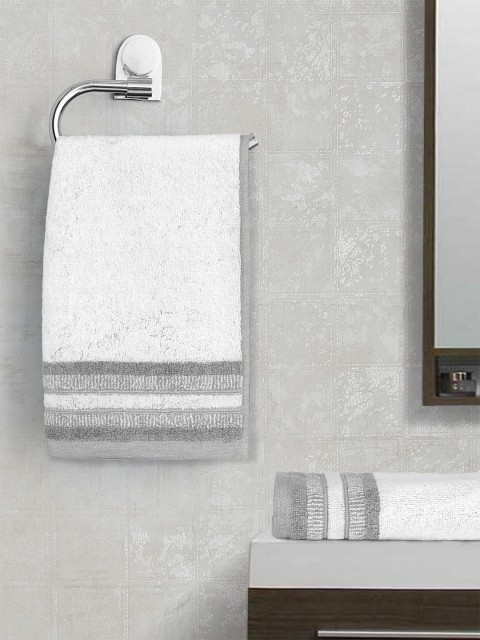 

SPACES Bamboo Unisex Set Of 2 White Solid Anti-Microbial 550 GSM Hand Towels