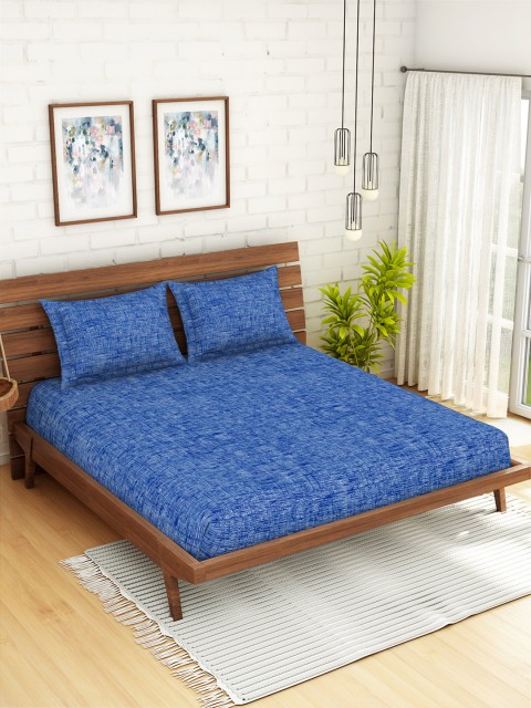 

SPACES Blue Abstract 210 TC Cotton 1 King Bedsheet with 2 Pillow Covers