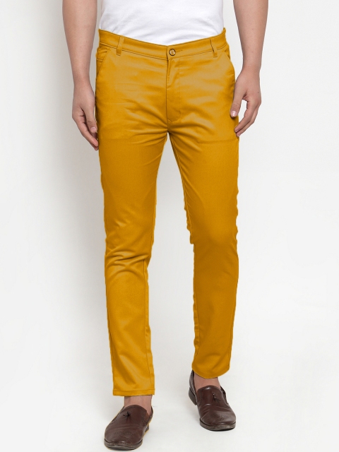 

JAINISH Men Mustard Smart Slim Fit Solid Regular Trousers