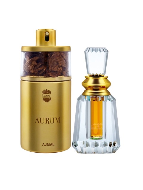 

Ajmal Set of 2 Aurum EDP Floral Perfume & Oudh Mukhallat CP Oil Oriental Oudhy Attar, Multi