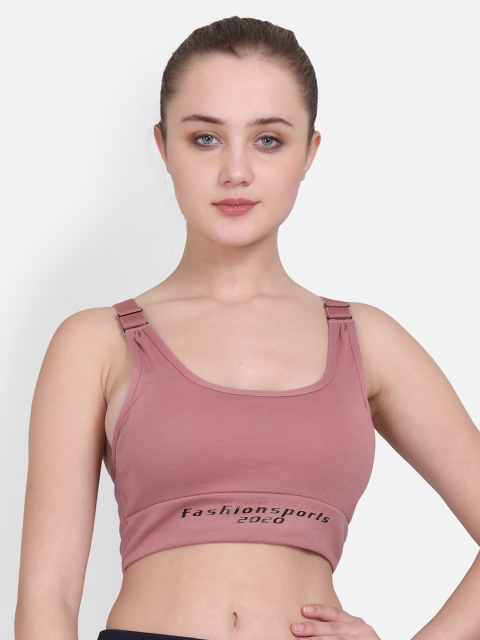 

Lebami Pink Solid Non-Wired Lightly Padded Sports Bra