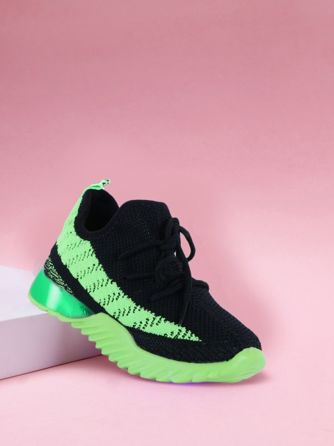 

PASSION PETALS Unisex Kids Black & Green LED Sneakers