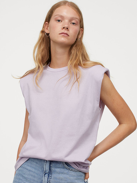 

H&M Women Purple Shoulder-Pad T-shirt