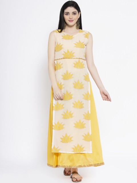 

studio rasa Women Yellow Printed A-Line Kurta