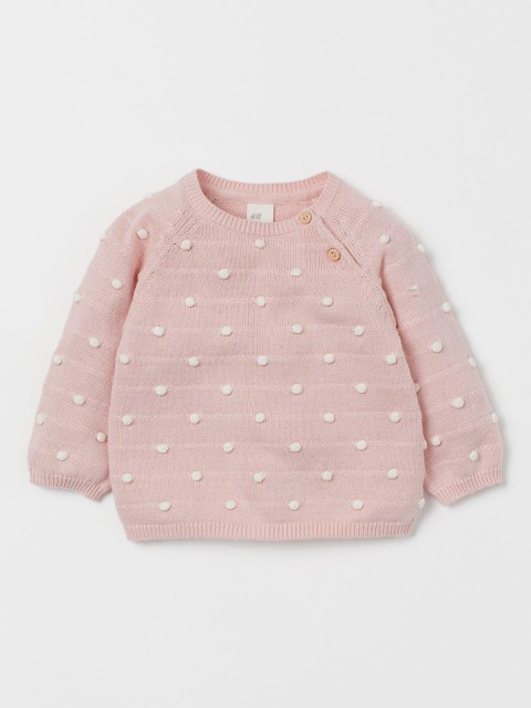 

H&M Girls Pink Textured-Knit Jumper