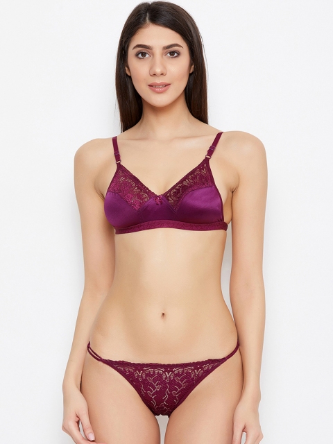 

ALIZA Women Purple Solid Lingerie Set SET_PURPLE.3_869