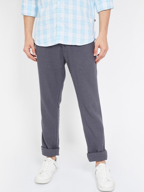 

Bossini Men Grey Tapered Fit Solid Linen Regular Trousers