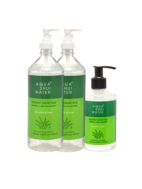 

Aqua Shui Water Set of 3 Instant Hand Sanitizers With Aloe Vera, White