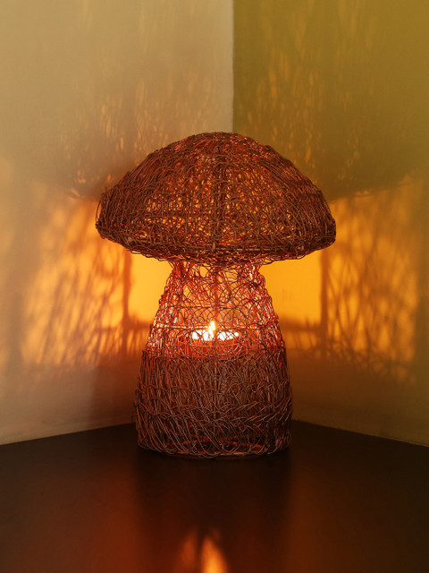 

ExclusiveLane Copper-Toned The Mushroom Mesh Handwoven Showpiece & Table Tea-Light Holder