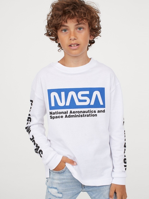 

H&M Boys White & Blue Printed Jersey Top