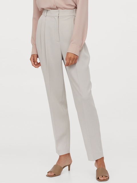 

H&M Women Grey Solid Tailored trousers