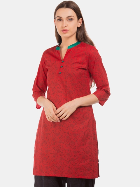 

Karigari Women Red Printed A-Line Kurta