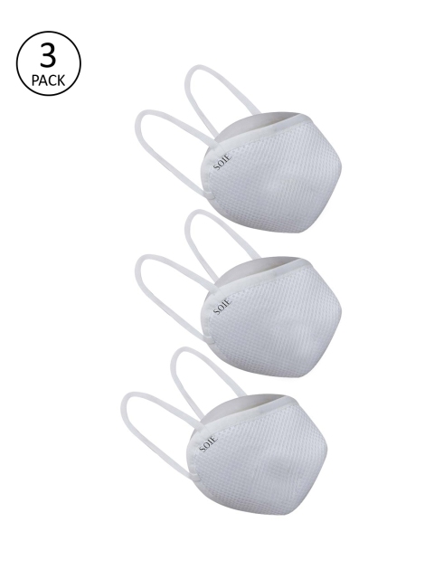 

SOIE Adults Pack Of 3 White Solid 8 Layer Reusable SN99 Protection Ear Loops Masks
