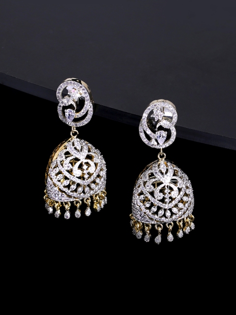 

Yellow Chimes Gold-Plated AD Studded Classic Jhumkas