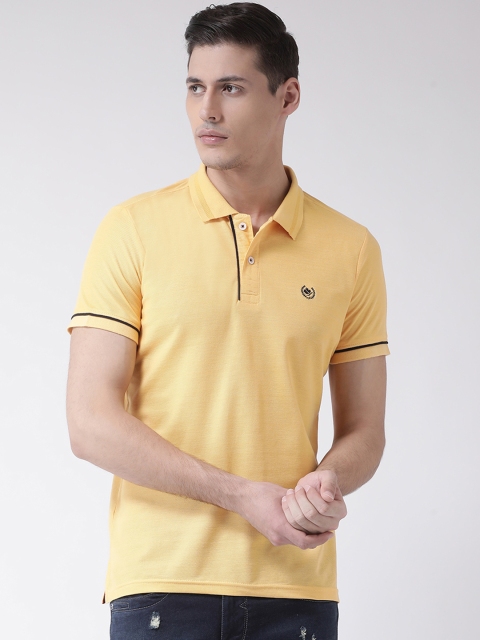 

COBB Men Yellow Solid Polo Collar T-shirt