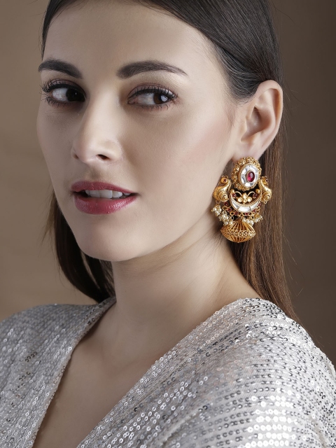 

Rubans 22K Gold-Plated & Red Classic Drop Earrings