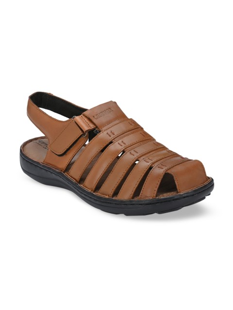 

Ferraiolo Men Tan Brown Leather Fisherman Sandals