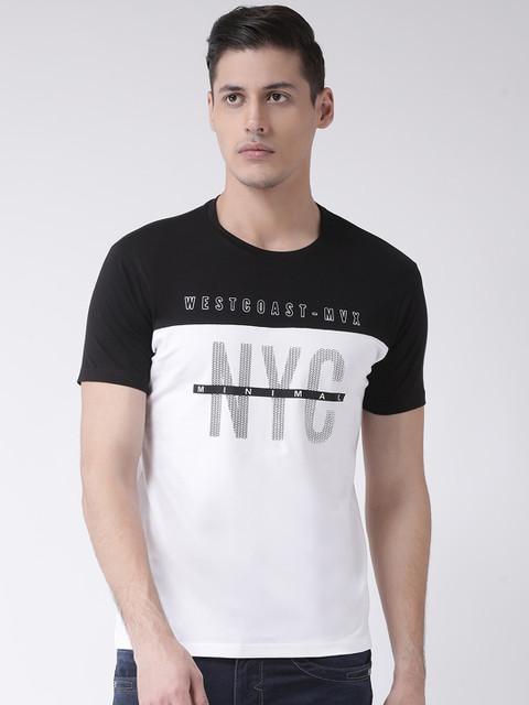 

COBB Men White & Black Printed Round Neck T-shirt