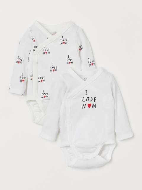 

H&M Kids 2-Pack Long-Sleeved Bodysuits, White