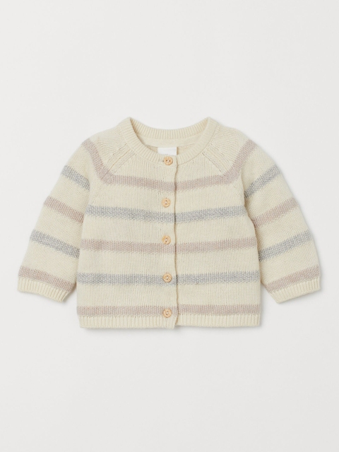 

H&M Kids White Textured-Knit Cardigan
