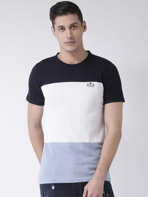 

COBB Men Navy Blue Colourblocked Round Neck T-shirt