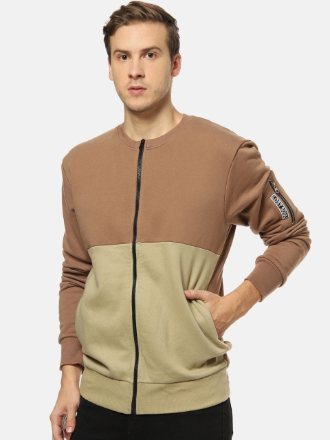 

Campus Sutra Men Beige & Khaki Colourblocked Sweatshirt