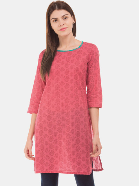 

Karigari Women Pink Printed Straight Kurta