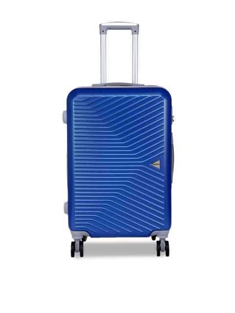 

Teakwood Leathers Unisex Blue Textured Hard-Sided Medium Trolley Suitcase
