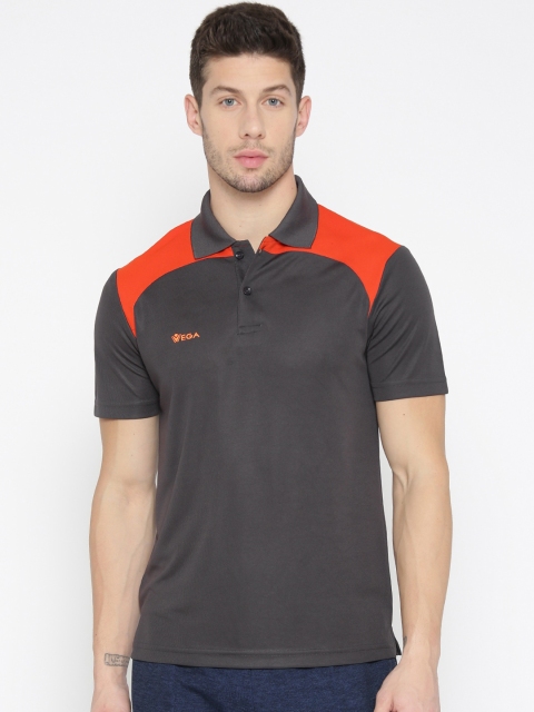 

VEGA Men Grey Colourblocked Polo Collar T-shirt
