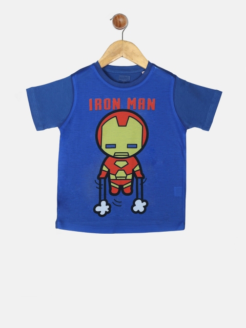 

YK Marvel Boys Blue Avengers Iron Man Print Round Neck T-shirt