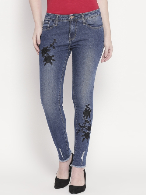 

SPYKAR Women Blue & Black Super Skinny Fit Low-Rise Low Distress Jeans