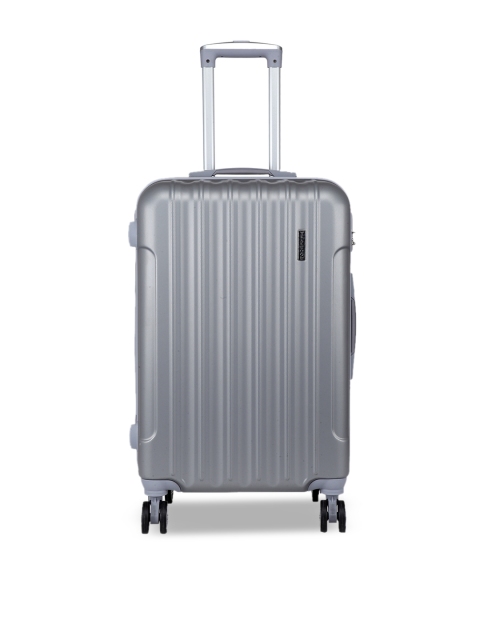 

Teakwood Leathers Unisex Silver-Toned Textured Hard-Sided Medium Trolley Suitcase